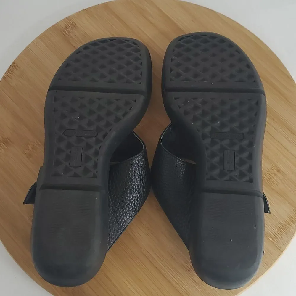 Aerosoles Women's Black Platform Sandal T Strap Toe Post Size 9W - Picture 8 of 10